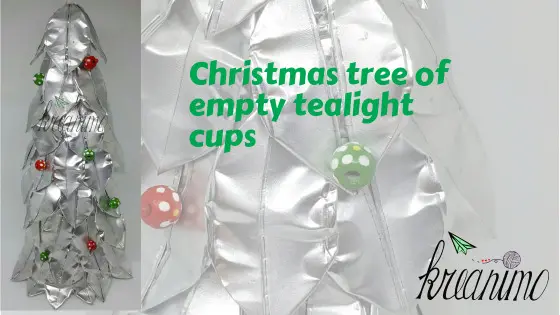Christmas tree out of empty tealight cups
