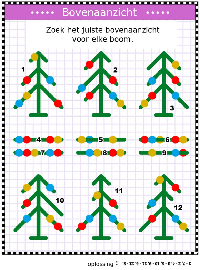 Werkblaadjes in kerst thema - bovenaanzicht boom 